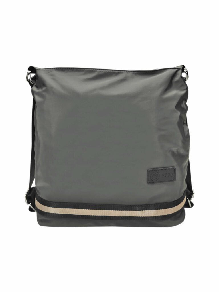 Praktický středně šedý kabelko-batoh 2v1 z nylonu