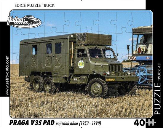 RETRO-AUTA Puzzle TRUCK č.43 Praga V3S PAD pojízdná dílna (1953 - 1990) 40 dílků