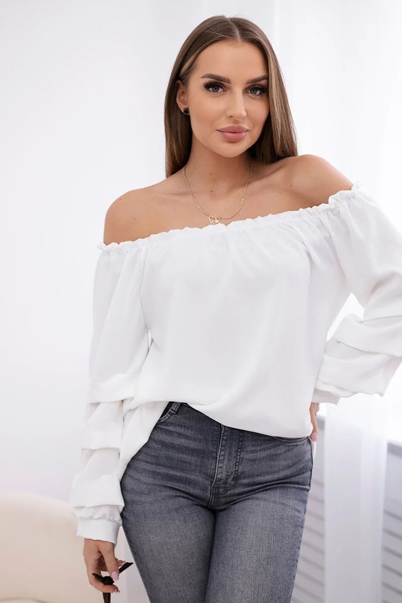 Španělská halenka s ozdobnými rukávy ecru