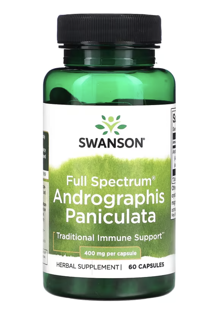 Swanson, Full Spectrum Andrographis Paniculata, právenka latnatá, 400 mg, 60 kapslí