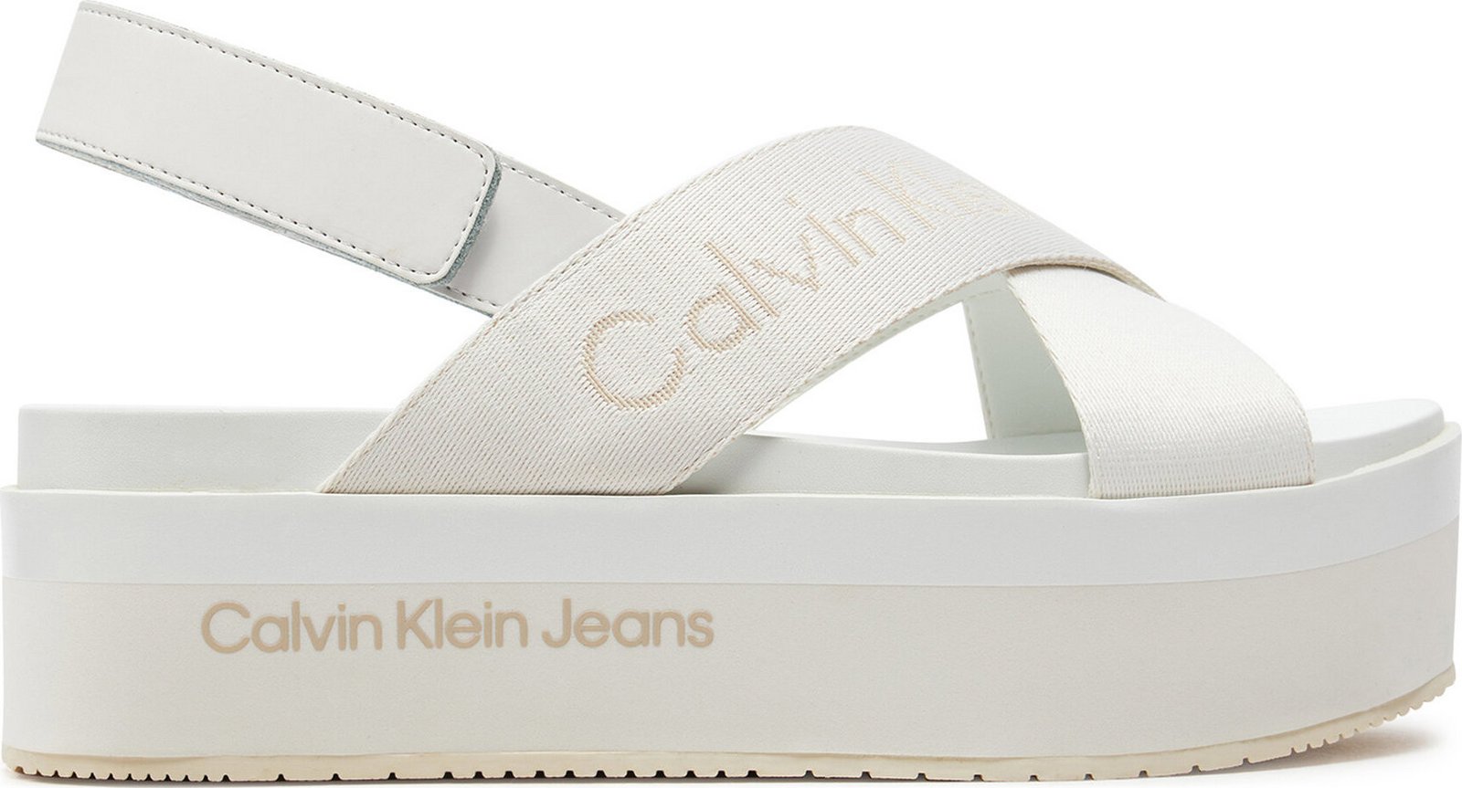 Sandály Calvin Klein Jeans Flatform Sandal Sling In Mr YW0YW01362 Off White YBR