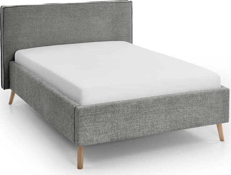 Šedá čalouněná dvoulůžková postel s úložným prostorem s roštem 140x200 cm Riva – Meise Möbel