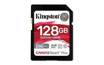 Kingston paměťová karta 128GB SDR2V6 Canvas React Plus SDXC UHS-II