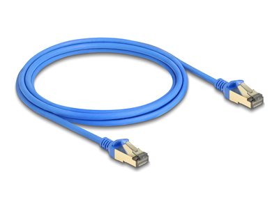 Delock - Síťový kabel - RJ-45 (M) do RJ-45 (M) - 2 m - 4.9 mm - F/FTP - CAT 8.1 - neobsahuje halogen, provedení bez hrbolků, tenký - modrá