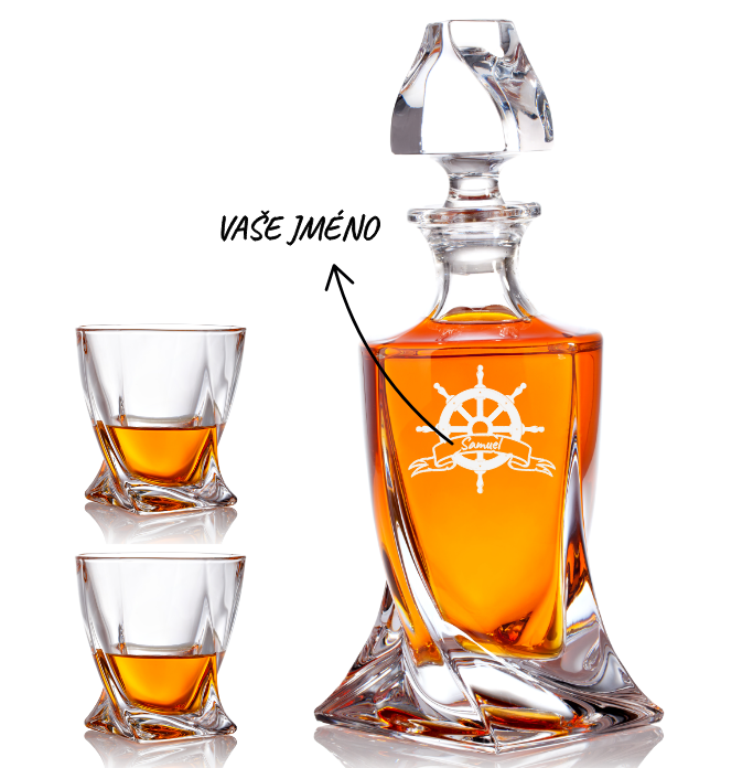 Dekorant Bohemia Crystal křišťálový whisky set s gravírováním Bucaneer 1+2