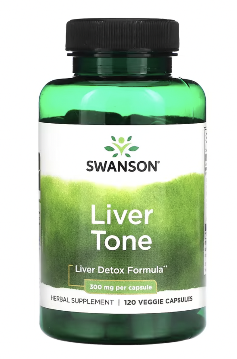 Swanson Tone Liver Detox Formula, podpora jater, 300 mg, 120 rostlinných kapslí