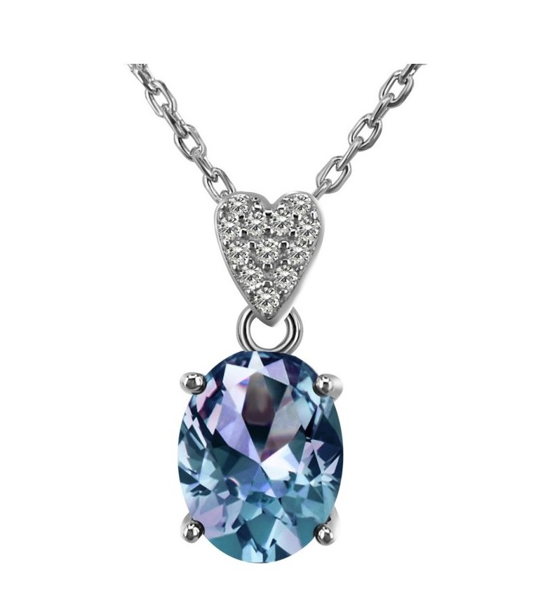 Royal Fashion stříbrný pozlacený náhrdelník Alexandrit DGPS0028-WG