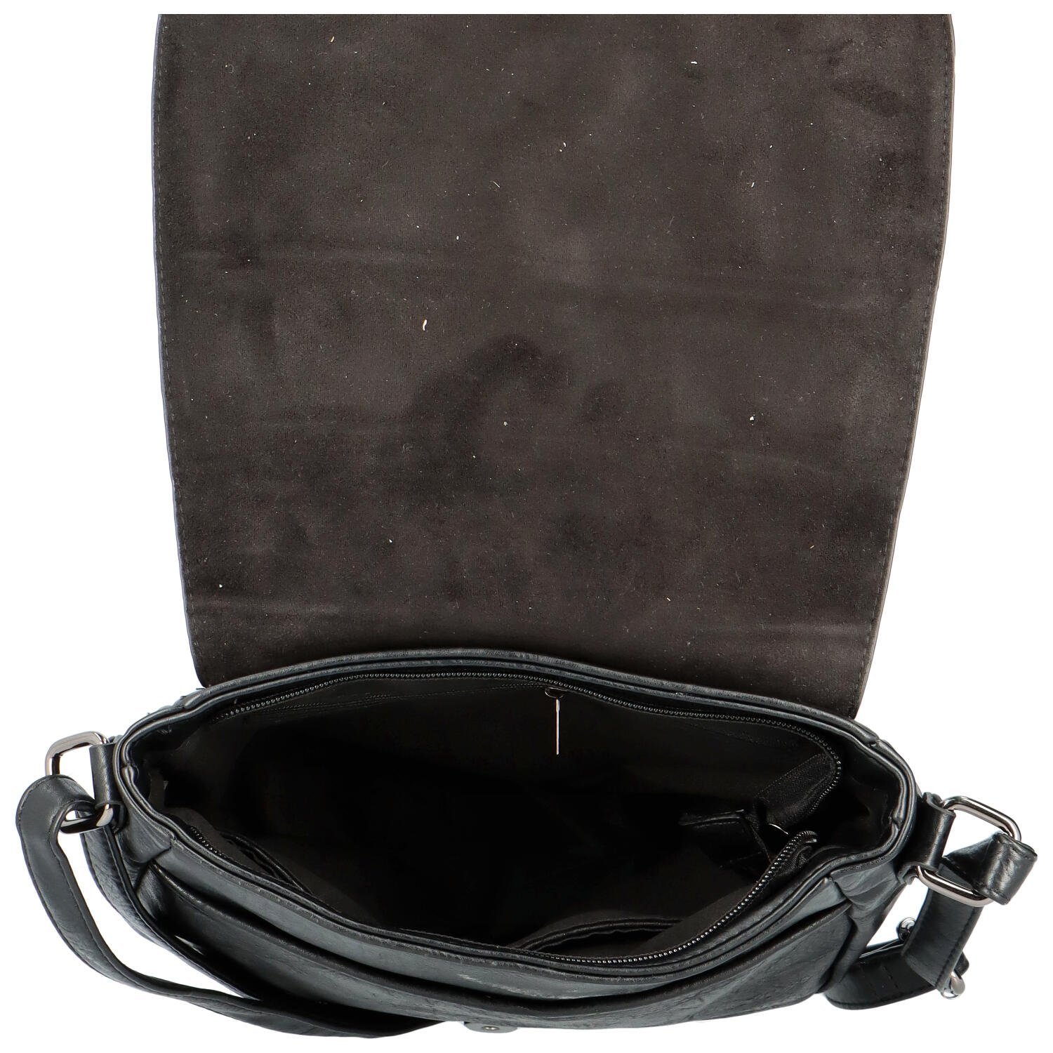 Menší dámská crossbody s velkou klopou Rashida, černá