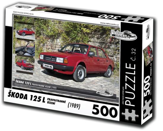 RETRO-AUTA Puzzle č. 32 Škoda 125 L (1989) - pravostranné řízení 500 dílků