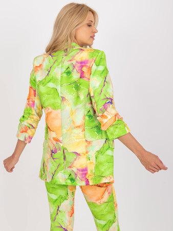 Fashionhunters Světle zelený vzorovaný sako s 3/4 rukávy Velikost: M