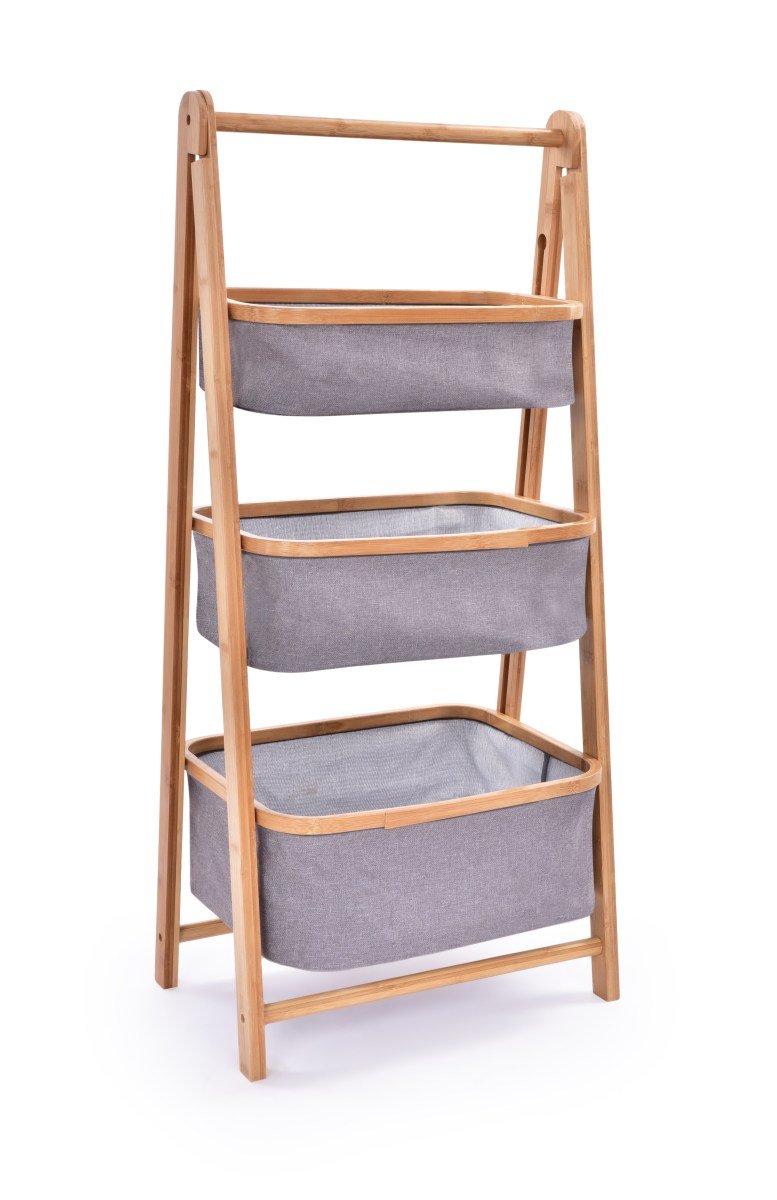 SKLÁDACÍ BAMBUSOVÝ REGÁL GoEco® v 97,5 cm, 3 úložné koše