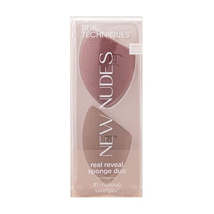 Real Techniques New Nudes Real Reveal Sponge Duo odstín hnědá : houbička na makeup Miracle Complexion Sponge 1 ks + houbička na make-up Miracle Airblend Sponge 1 ks