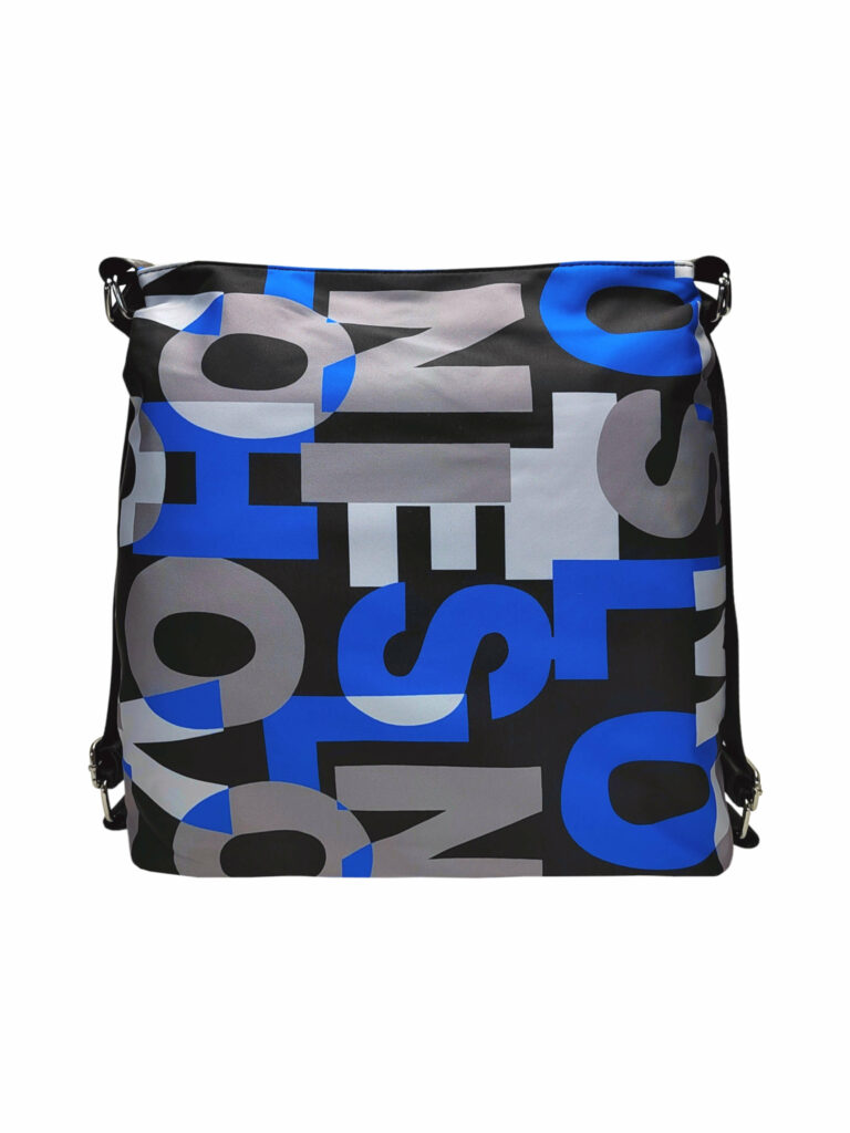 Slušivý černo-modrý kabelko-batoh 2v1 z nylonu