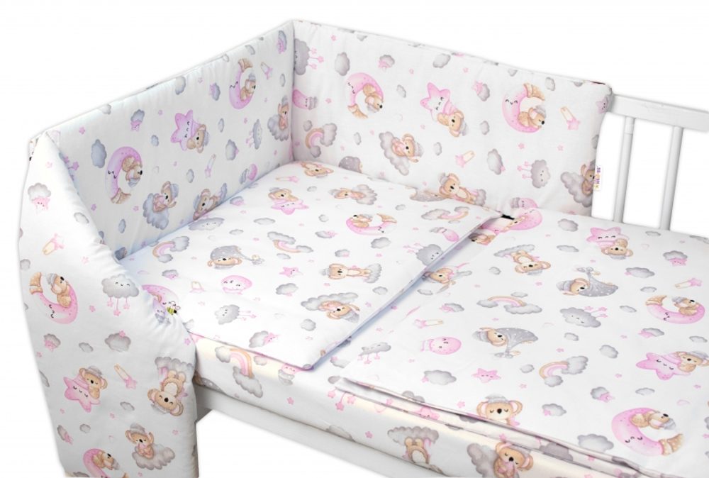 Baby Nellys Mantinel s povlečením Premium - Baby Nellys, 3D sada, Dreams Koala - růžová