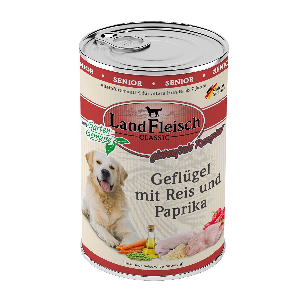 LandFleisch Dog Classic Senior drůbež s rýží a paprikou 6 × 400 g