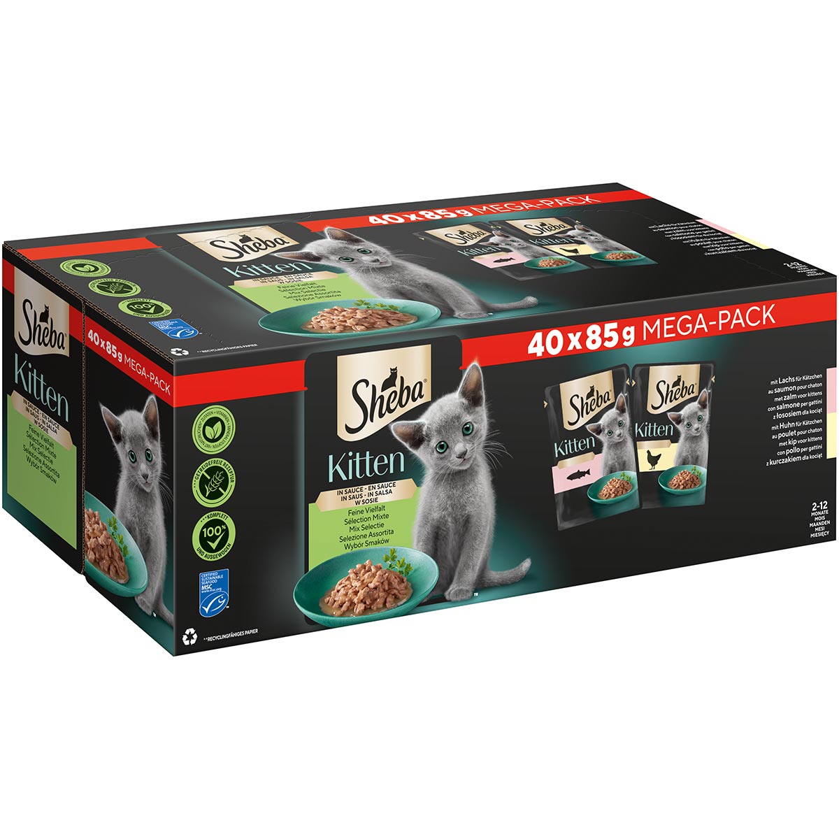 Sheba multipack krmivo pro koťata, jemná rozmanitost v omáčce, 40 × 85 g