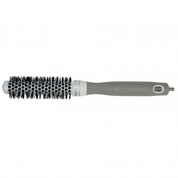 Olivia Garden BlowOut Shine White/Grey - keramický kartáč na foukání vlasů šedo-bílý T 15 - průměr 15 mm