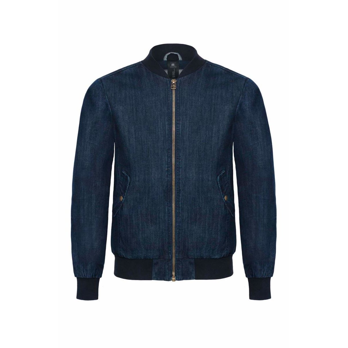 Pánská denim bunda Bomber B&C DNM Supremacy - tmavě modrá, S