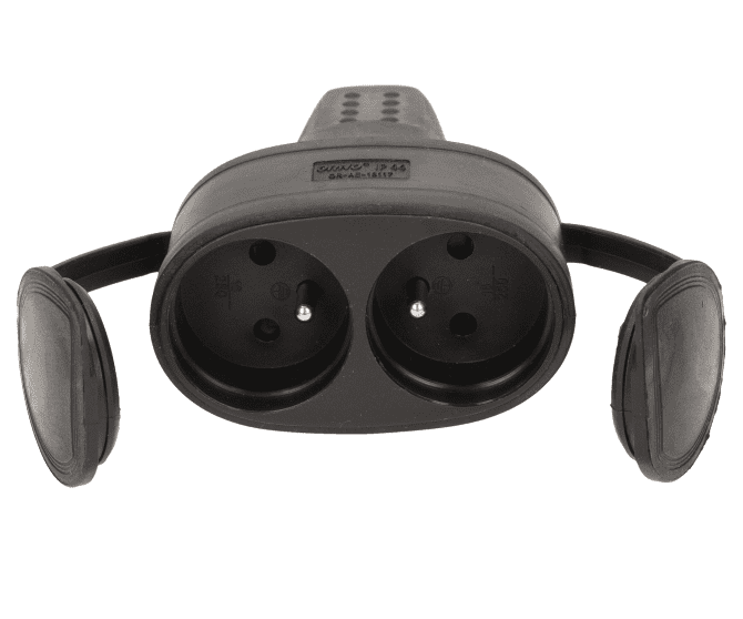 Zásuvka na kabel dvojitá gumová 230V/16A