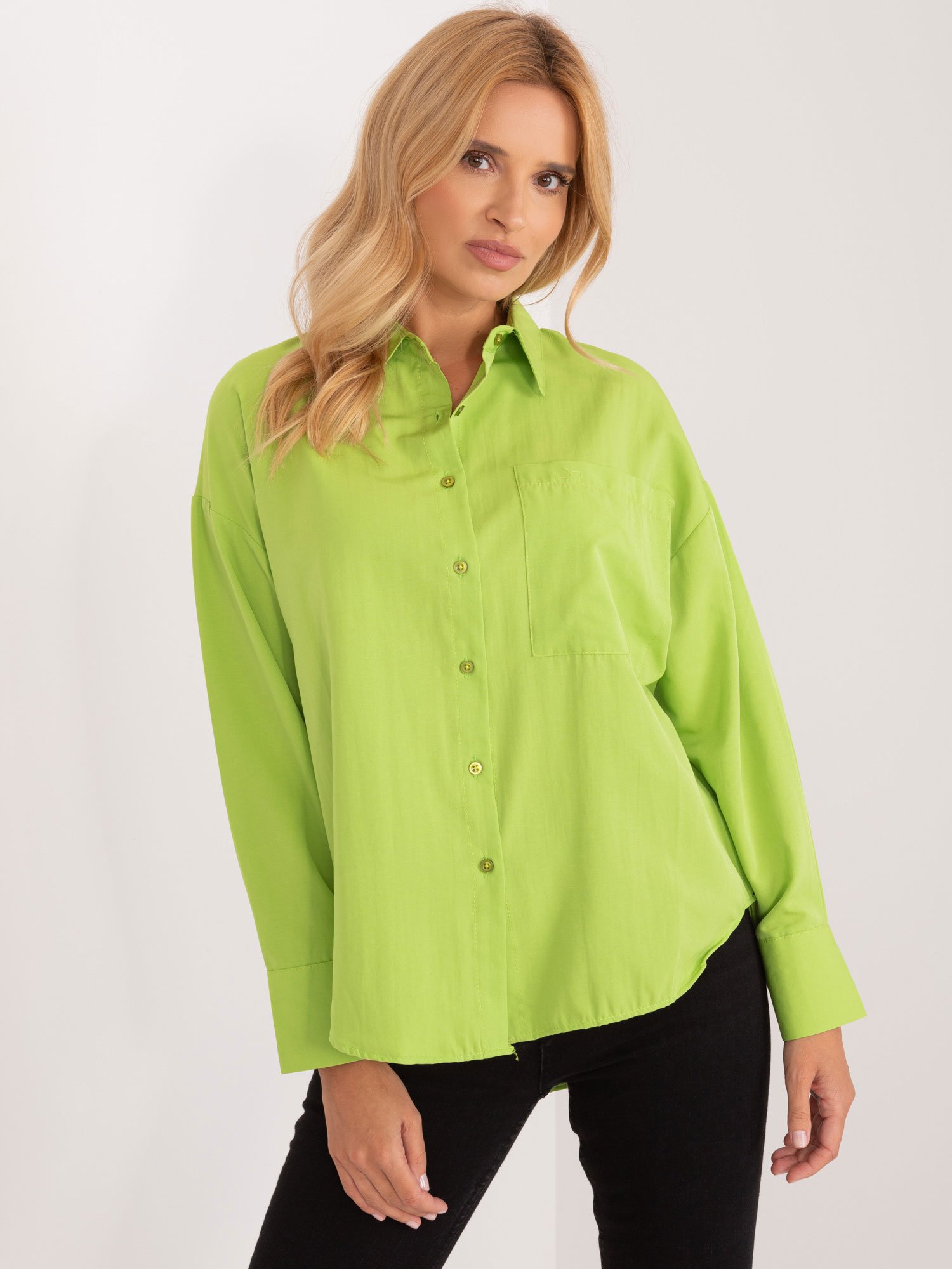 Limetková oversize košile s límečkem