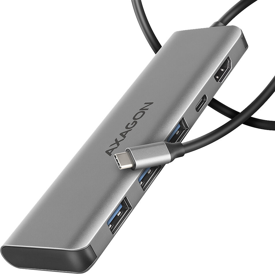 AXAGON multifunkční HUB 5v1 USB 5Gbps hub, 3x USB-A, USB-C, HDMI 4K/30Hz, PD 100W, kabel USB-C 100cm - HMC-5H