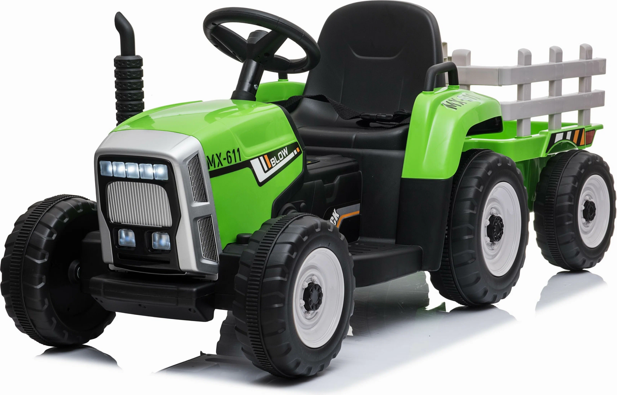 Mamido Mamido Elektrický traktor s vlečkou Blow zelený