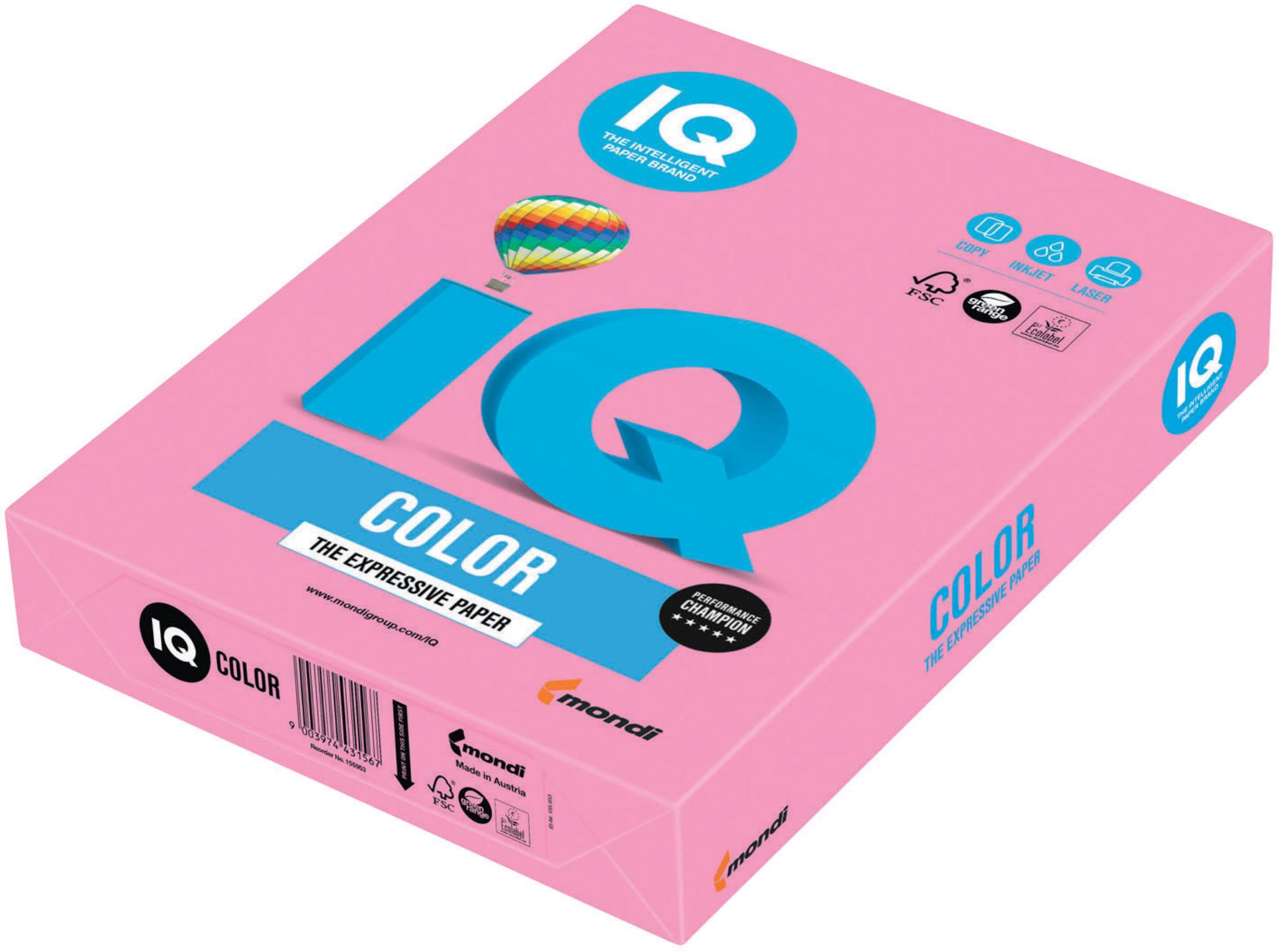 Barevný papír IQ Color A4 - PI25, růžový, 160 g/m2, 250 listů