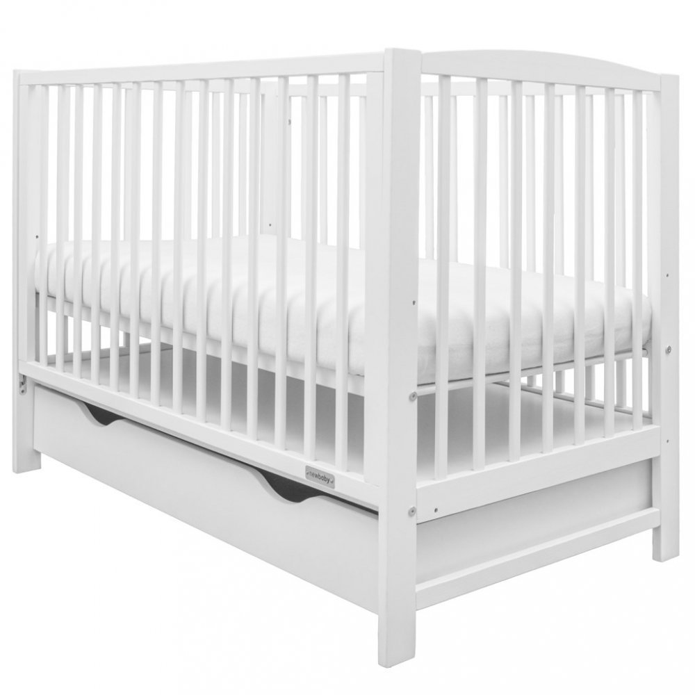 Detská postieľka New Baby LILLY so sťahovacou bočnicou a šuplíkom biela