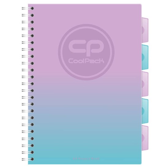 CoolPack Spirálový zápisník A4,100 listů, čtvereček, s děliči - Gradient Blueberry - CoolPack-03036