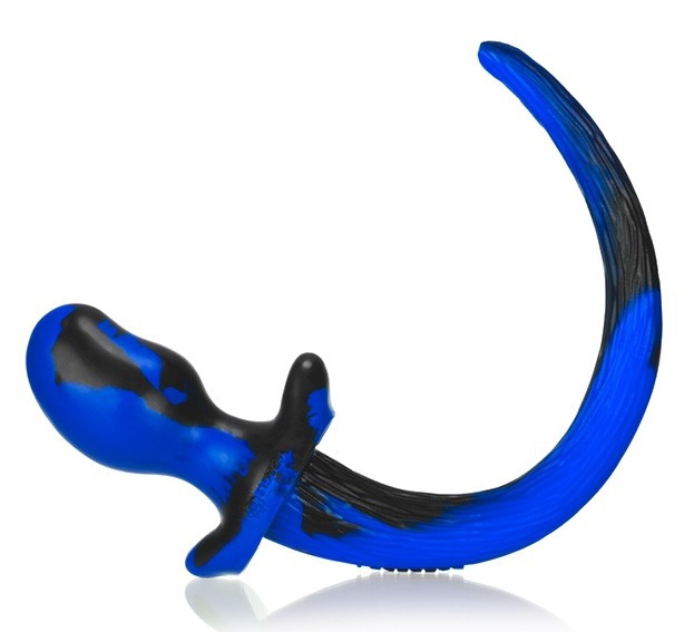 Anální kolík - psí ocásek OB černo-modrý M (9,5 x 5 cm)