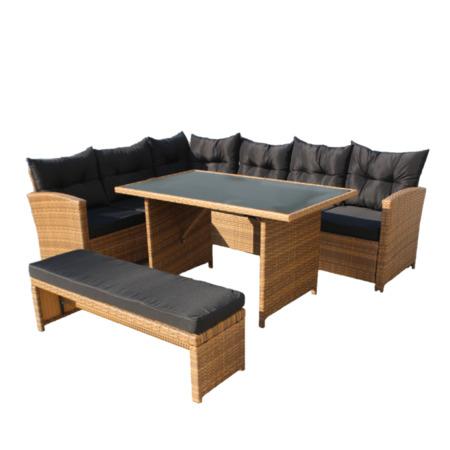 Kondela Zahradní ratanový set, světle hnědá/černá, MADUL