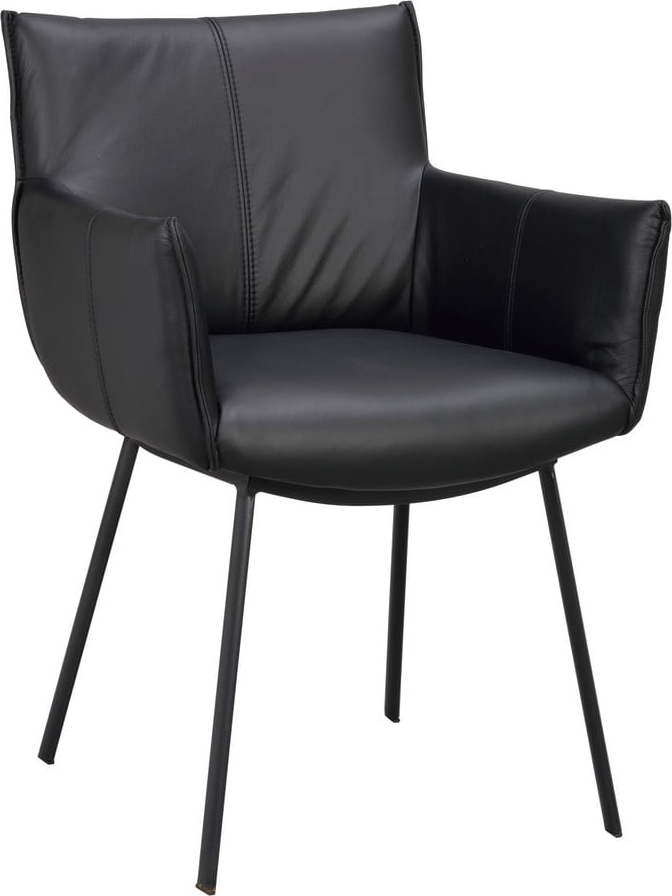 Černé kožené jídelní židle v sadě 2 ks Hinckley – Rowico
