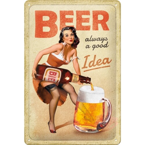 Postershop Plechová cedule Beer Always a Good Idea, (30 x 20 cm)