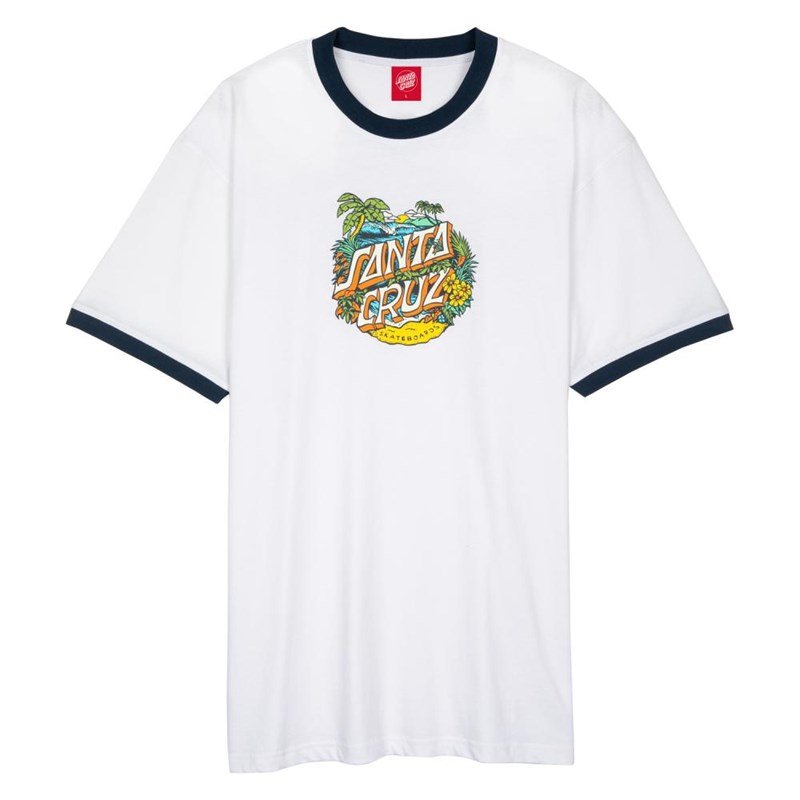 triko SANTA CRUZ - Aloha Dot Front Ringer Custom T-Shirt White (WHITE) velikost: M