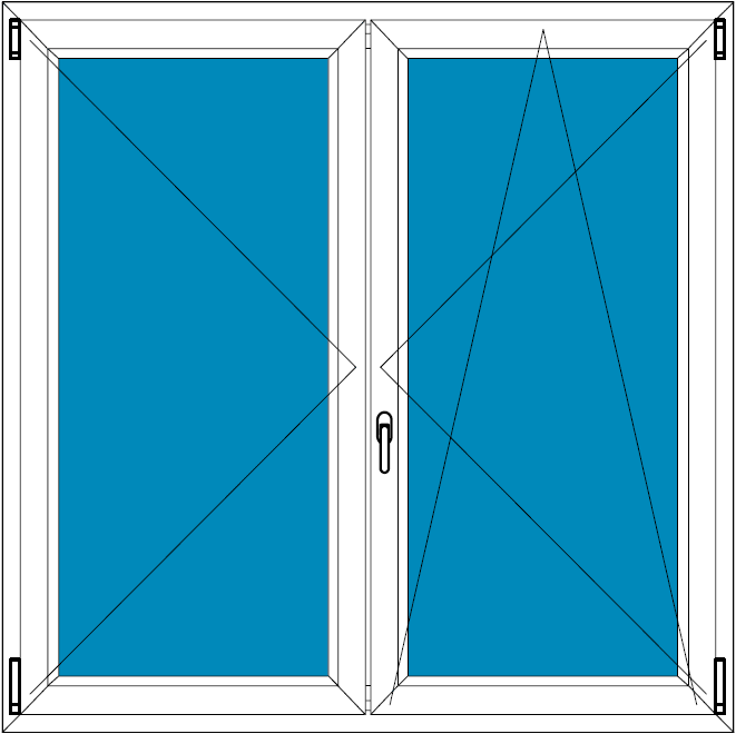 ALUPLAST Plastové okno 120x120 Dvoudílné bez sloupku - VÝPRODEJ BARVA PROFILU: Bílá - Bílá