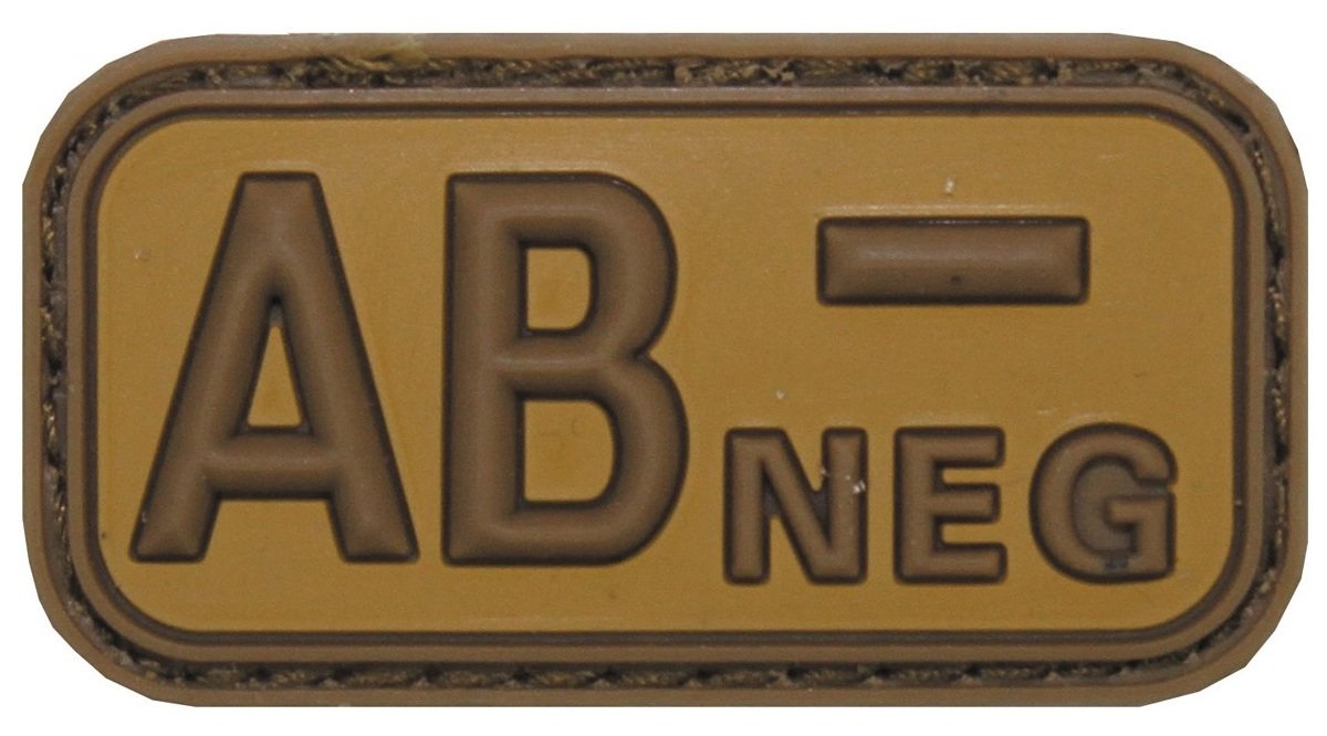 Nášivka označení krevní skupiny AB- negative hnědá 3D PVC MFH® Brown-Khaki