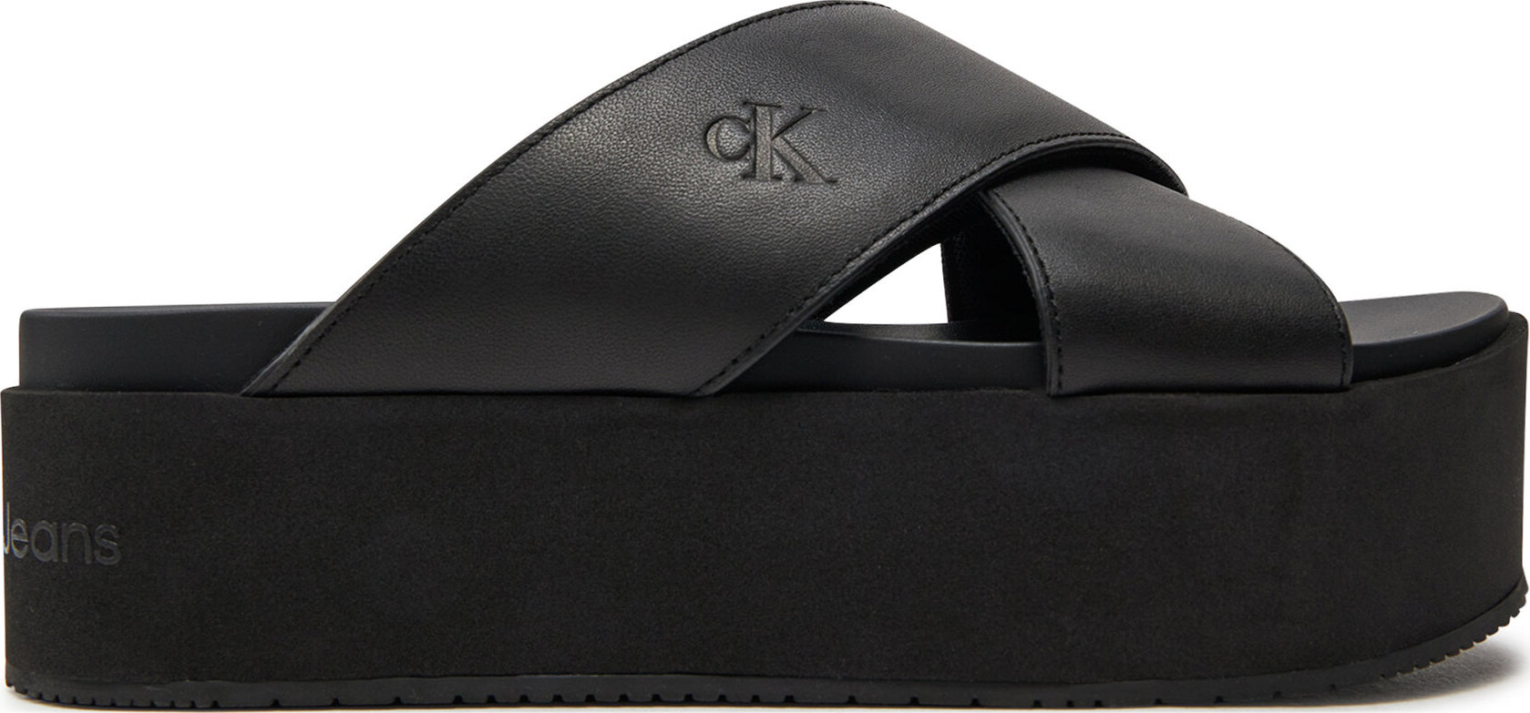Nazouváky Calvin Klein Jeans Flatform Cross Mg Uc YW0YW01349 Triple Black 0GT