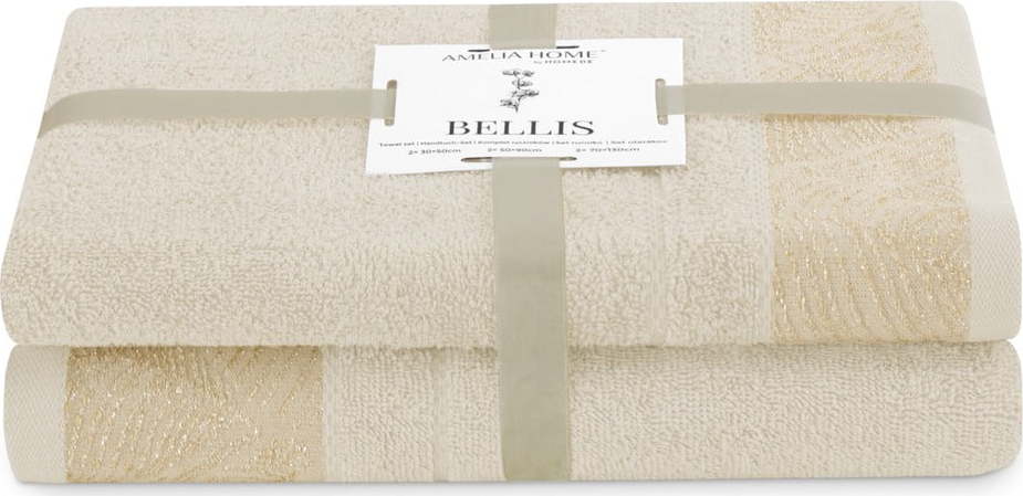 Béžové froté bavlněné ručníky a osušky v sadě 2 ks Bellis – AmeliaHome