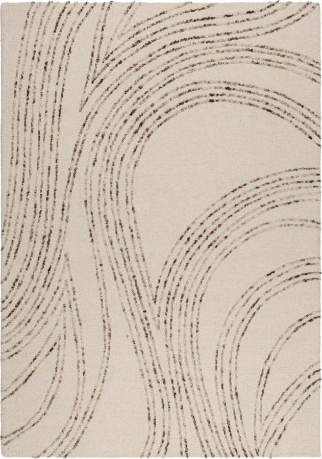 Hnědo-krémový vlněný koberec 80x150 cm Abstract Swirl – Flair Rugs