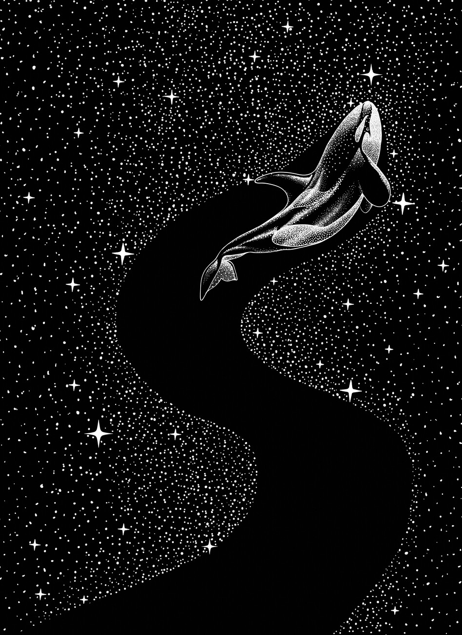 Aliriza Cakir Ilustrace Starry Orca, Aliriza Cakir, (30 x 40 cm)
