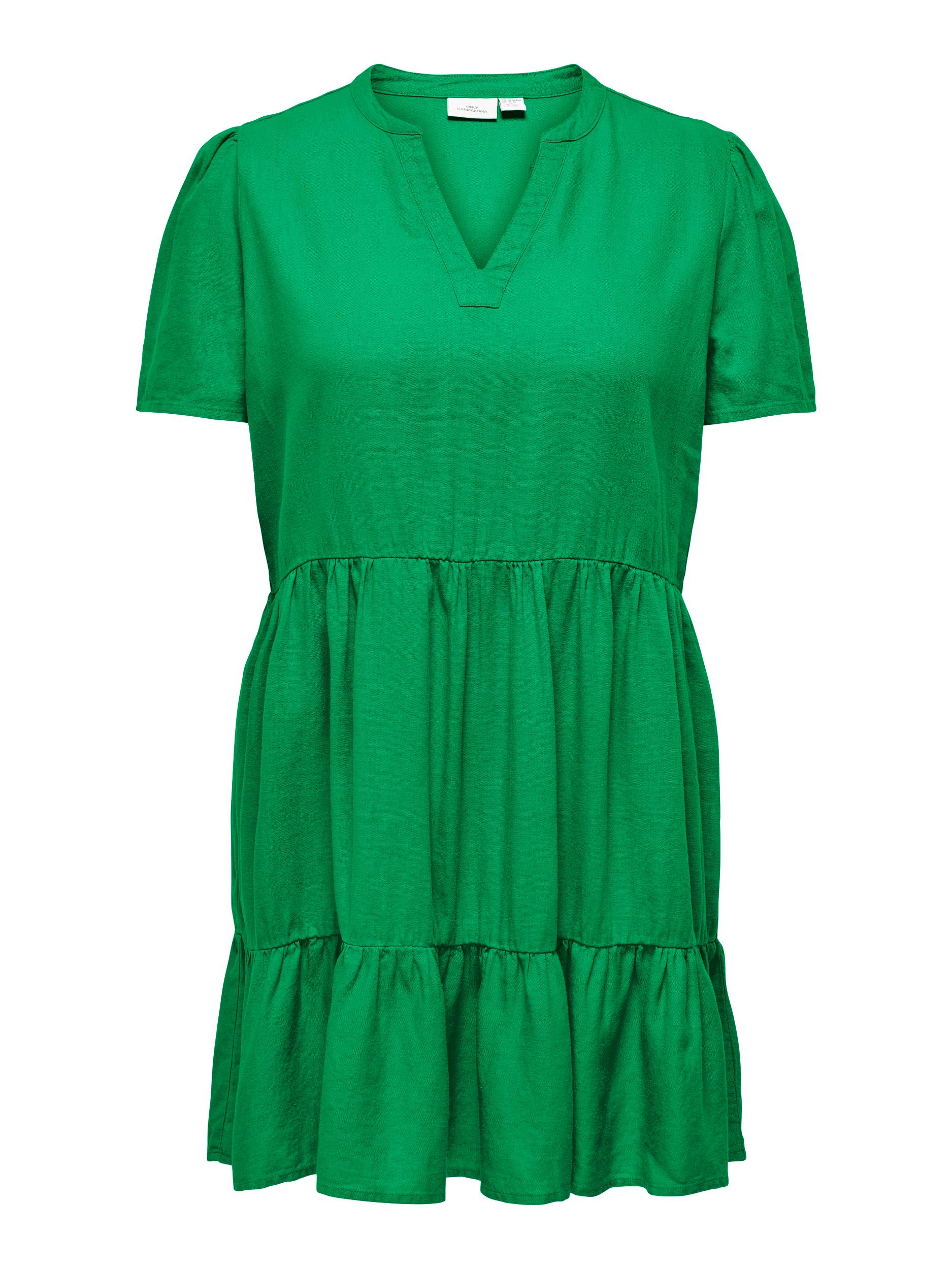 ONLY CARMAKOMA Dámské šaty CARTIRI-CARO Regular Fit 15311976 Green Bee 5XL/6XL