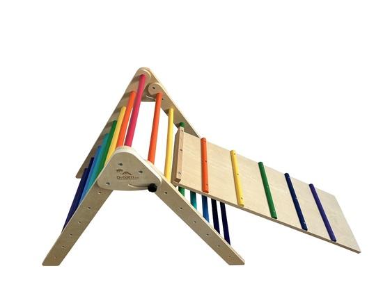 Dvěděti Montessori Piklerové trojúhelník s deskou duhový