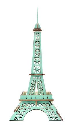 Woodcraft Dřevěné 3D puzzle Eiffelova věž tyrkysová
