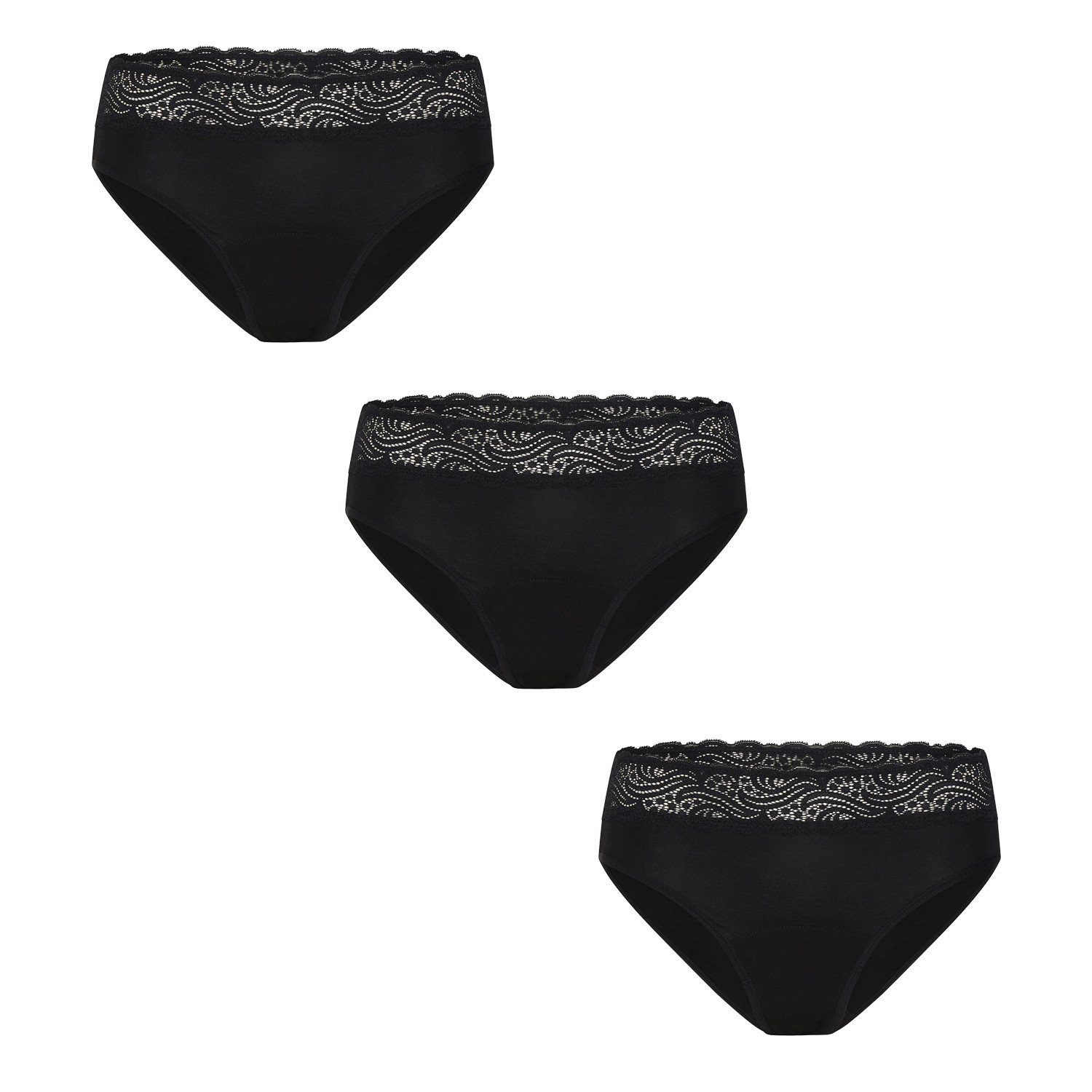 3PACK Menstruační kalhotky Modibodi Sensual Hi-Waist Bikini Moderate-Heavy (MODI5011) XS