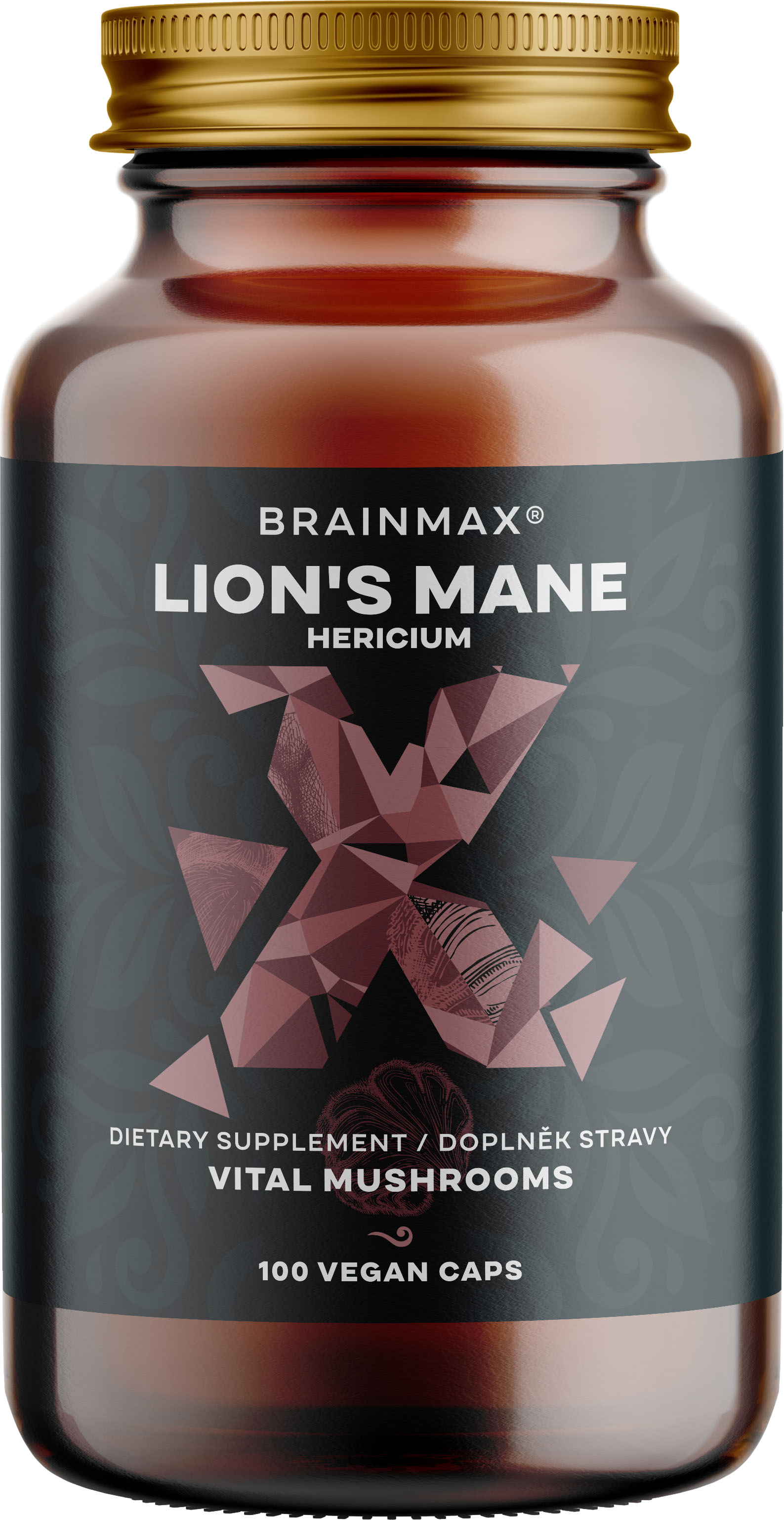BrainMax Lion's Mane (Hericium) extrakt, 50% polysacharidů a 20% glukanů (beta-1,3/1,6 D-glukanů), 500 mg, 100 rostlinných kapslí