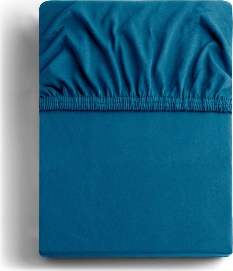 Napínací prostěradlo jersey v petrolejové barvě 180x200 cm Amber – DecoKing