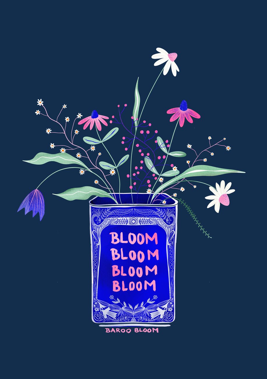 Baroo Bloom Ilustrace Tin Can Flower Illustration, Baroo Bloom, (30 x 40 cm)