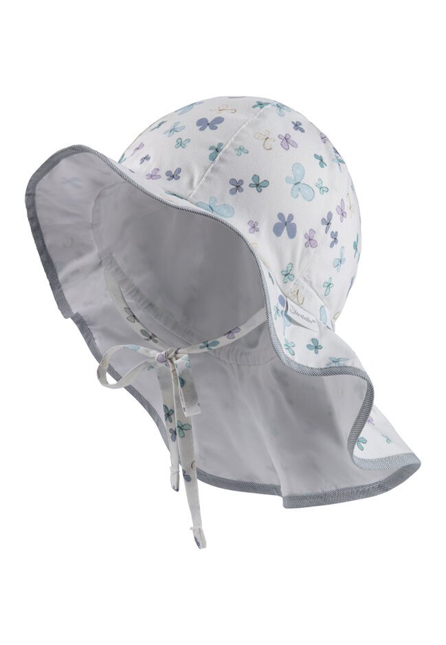 STERNTALER Klobouk s ochranou krku motýli organická bavlna UV 30+ bílá holka- 47 cm 9-12 m