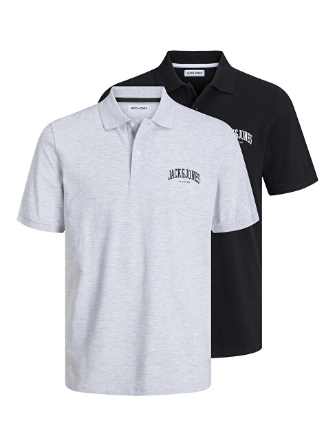 Jack&Jones 2 PACK - pánské polo triko JJEJOSH Standard Fit 12257011 Black/White Melange M