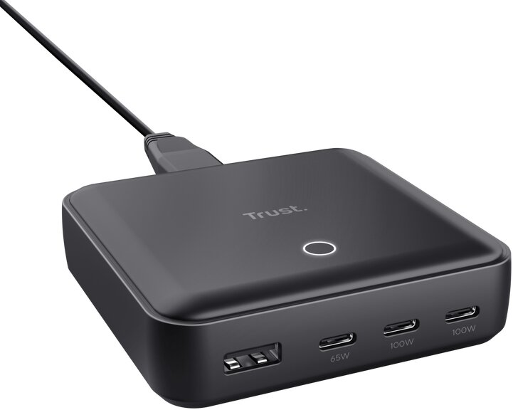 Trust stolní síťový adaptér Maxo, 3x USB-C, USB-A, 100W, černá - 25242
